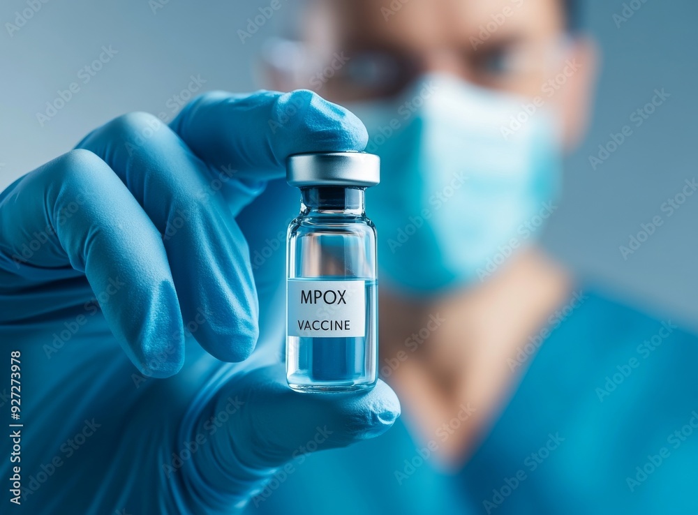 Hand in Medical Gloves Holding Vial with 