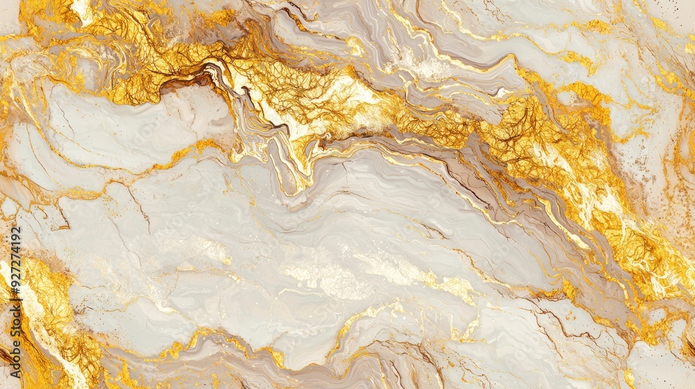 Abstract Golden Marble Texture with Flowing Patterns