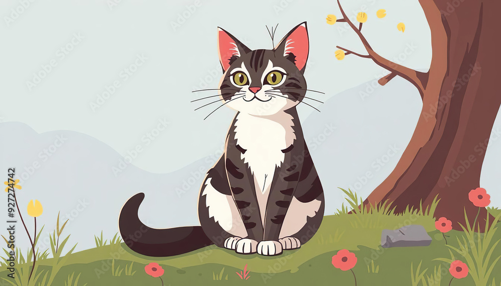 Adorable Kitten in a Fun Cartoonish Style Adorable Kitten in a Fun Cartoonish Style