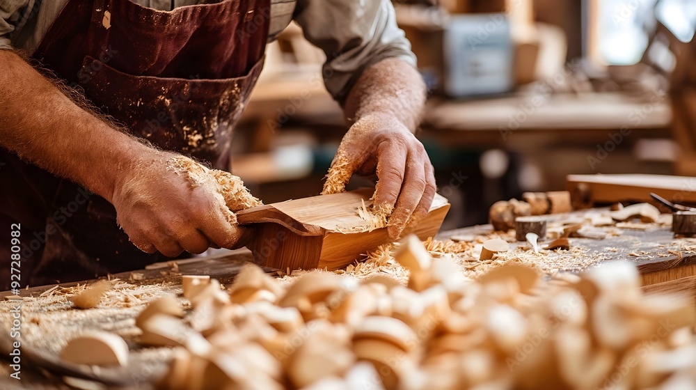 Skilled Carpenter Crafting Unique Furniture in Rustic Workshop Skilled Carpenter Crafting Unique Furniture in Rustic Workshop