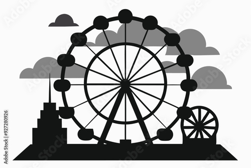 ferris wheel silhouette vector illustration