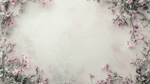 A soft, floral border design with delicate pink and white flowers on a light background.