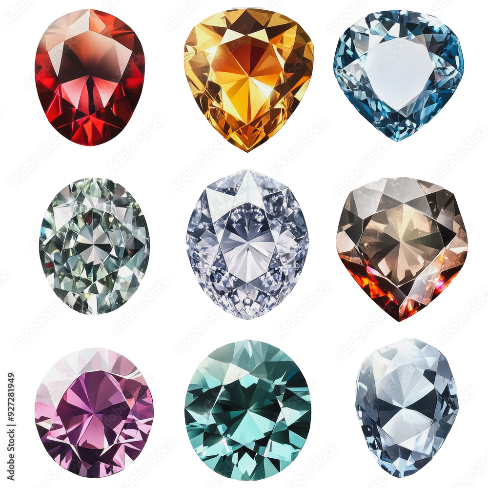 PNG Colorful gemstones arranged in a grid layout PNG Colorful gemstones arranged in a grid layout