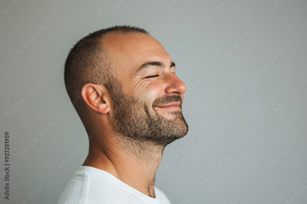 Obraz premium A close up of a man's face with her eyes closed