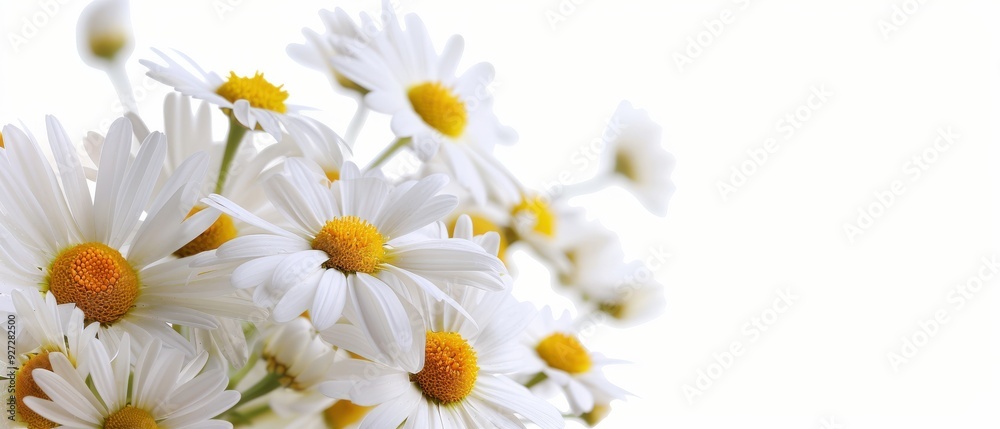 A bouquet of white daisies with yellow centers A bouquet of white daisies with yellow centers