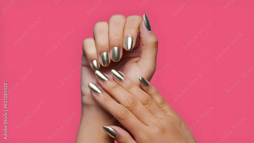 Metallic gold nail polish on short nails Metallic gold nail polish on short nails