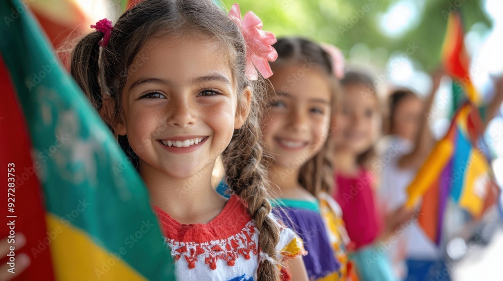 A Freckled Smile and Colorful Flags: A Day of Joy and Unity A Freckled Smile and Colorful Flags: A Day of Joy and Unity