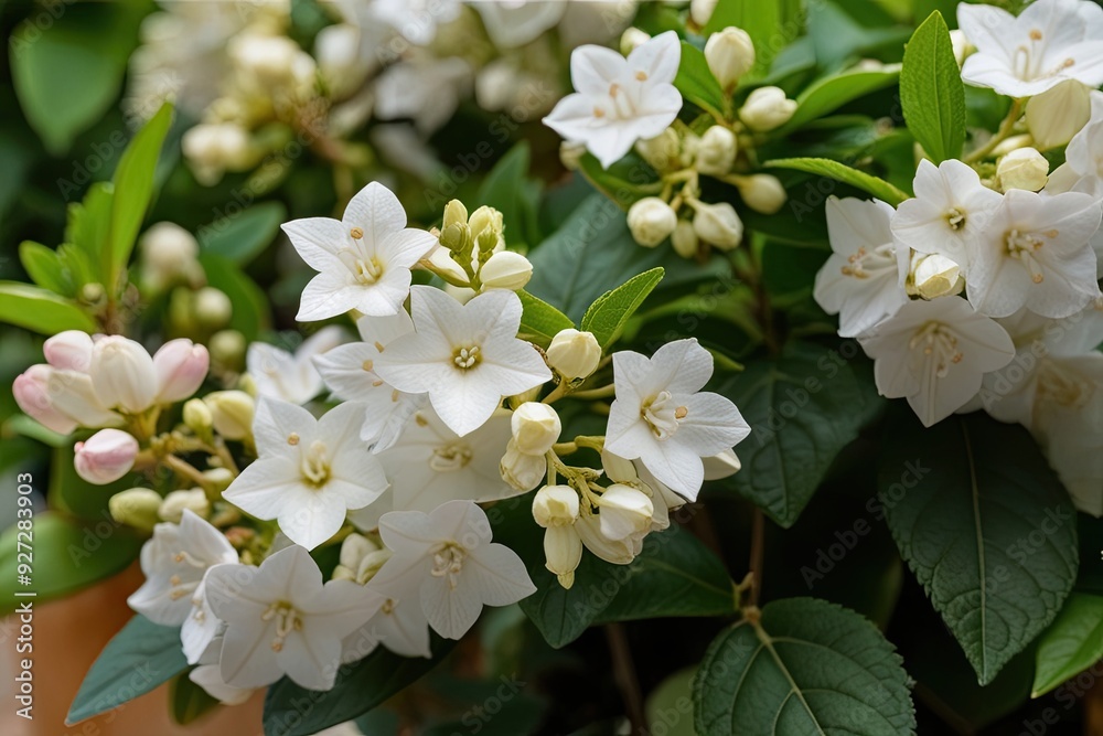 Floral Touch: Detailed Shot of Jasmine Blooms for Garden Style and Fresh Decor Floral Touch: Detailed Shot of Jasmine Blooms for Garden Style and Fresh Decor