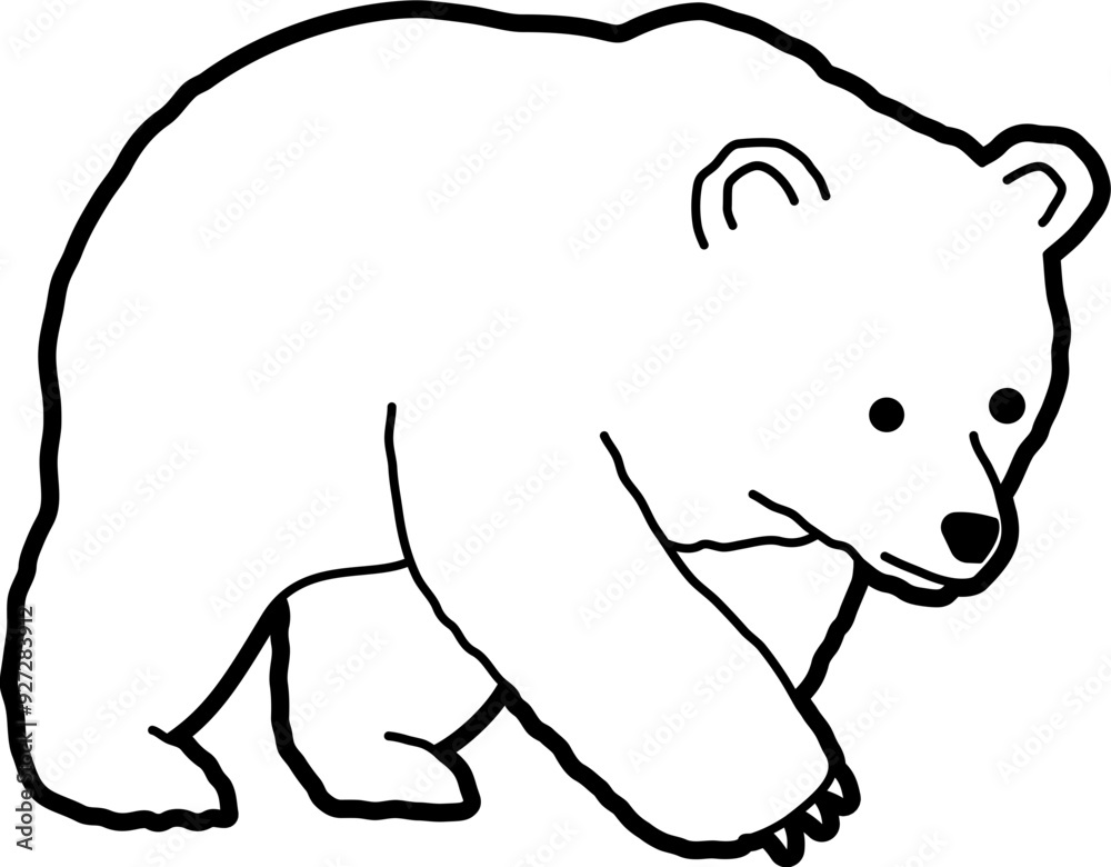 Fototapeta premium Cute bear coloring outline, coloring book or page