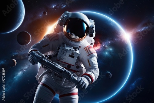 Stunning 3D Artwork of Astronaut Journey Through Deep Space Imagery and Stellar Navigation in 5K