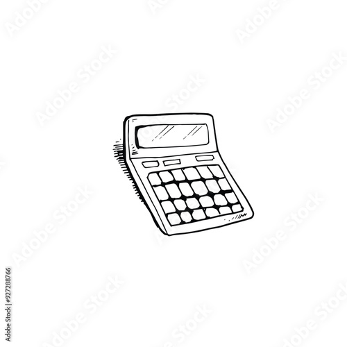 calculator doodle vector art, icon hand drawn style