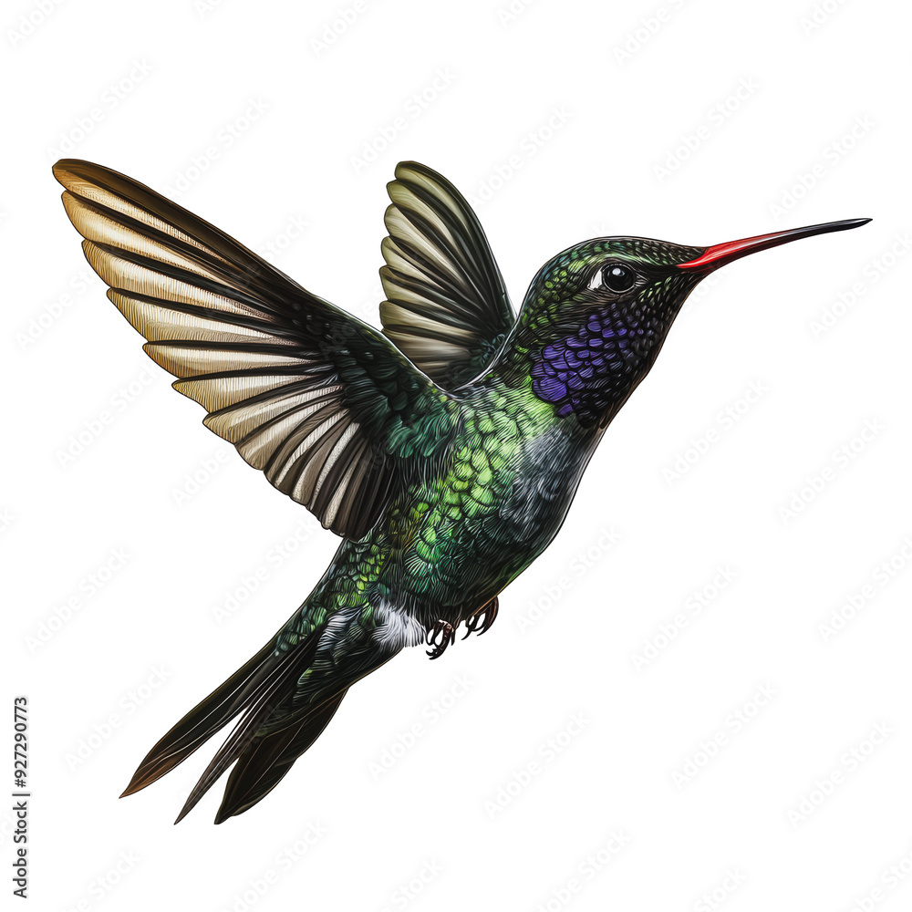 Obraz premium PNG Hummingbird flying in a clear blue sky