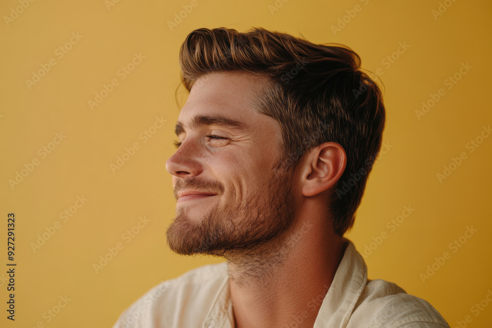A close up of a man's face with her eyes closed A close up of a man's face with her eyes closed