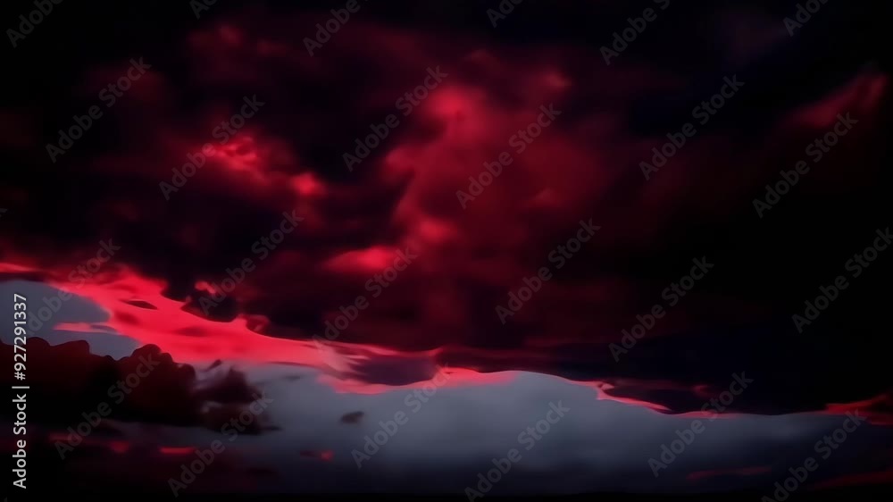 dark storm clouds, red clouds, ominous sky, cloud movement