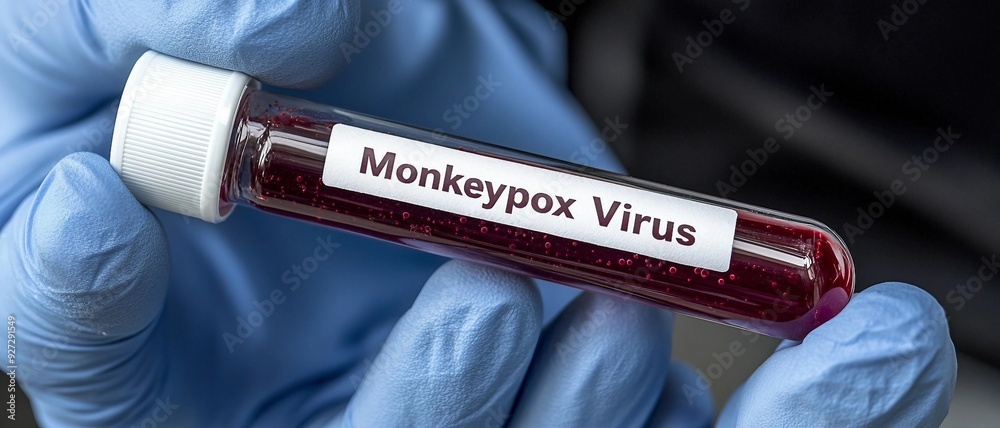 Obraz premium test tube of monkeypox virus . monkey pox pandemic. 