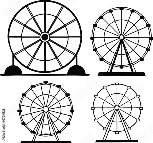 Ferris wheel silhouette vector illustration 