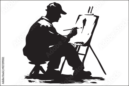 Artist Silhouette, Creative Artist, Art Icon, Painter Silhouette, Artistic Design, Abstract Artist, Art Profile, Creative Silhouette, Minimalist Art, Artist at Work, Artistic Shadow, Drawing Artist, 