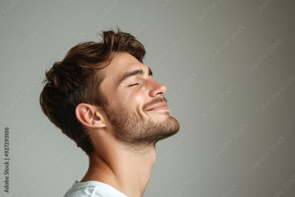 A close up of a man's face with her eyes closed A close up of a man's face with her eyes closed