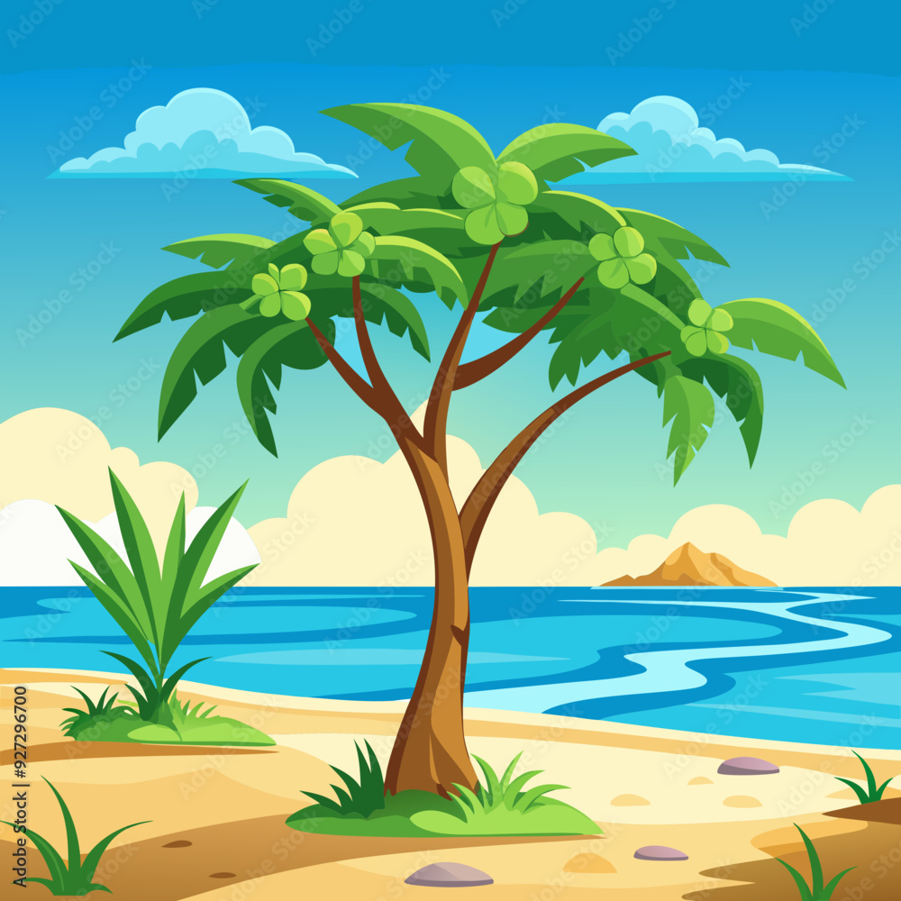 Fototapeta premium tree on the beach vector illustration