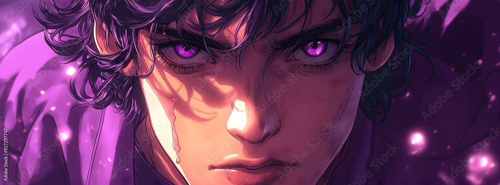 Comic Hero Looking Into The Face. Illustration On The Theme Of Comics ...