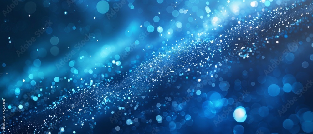 a background of blue shades, reminiscent of the deep ocean. Particles swirl in a dark void and a glowing dot resembles a distant star or underwater glow, creating a mesmerising depth and beauty.
