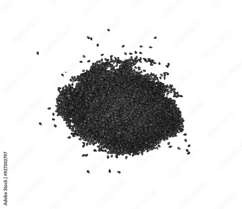 black sesame seeds isolated on transparen png. Top view. Flat lay black sesame seeds isolated on transparen png. Top view. Flat lay
