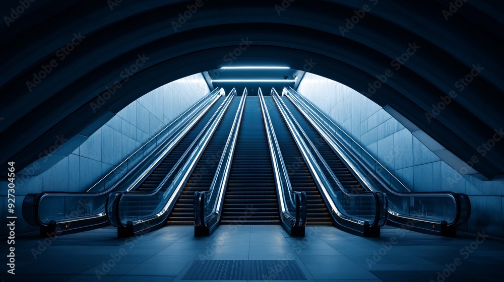 Obraz premium Modern Escalator in Subway Station