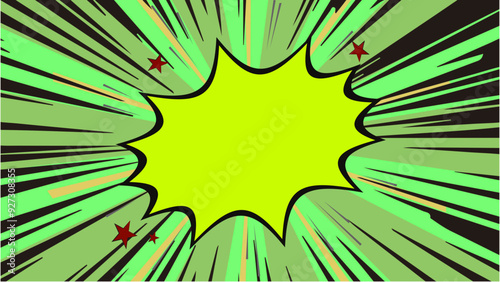 Green comic background. Green comic strip background with green comment box. Green comic style book background with Comic Explosion fast and flash style.