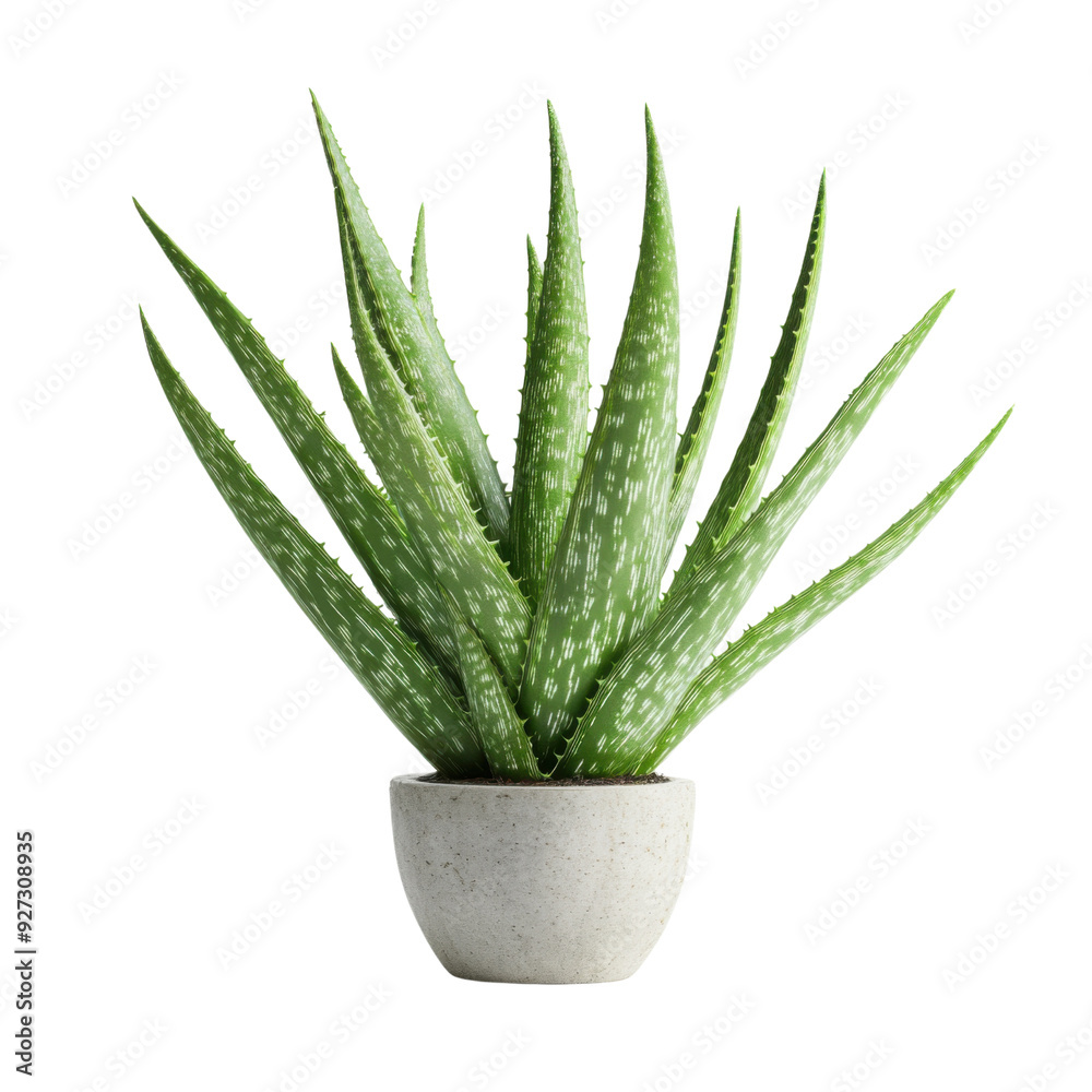 Sophisticated mockup featuring a vibrant aloe vera plant in a minimalist concrete pot against a white background Sophisticated mockup featuring a vibrant aloe vera plant in a minimalist concrete pot against a white background