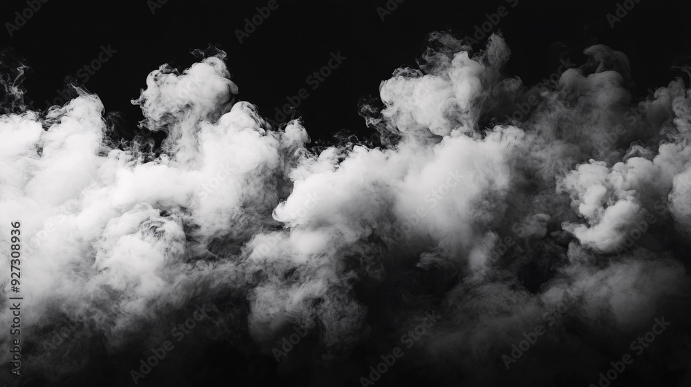 Dense White Smoke Isolated on Black Background Dense White Smoke Isolated on Black Background