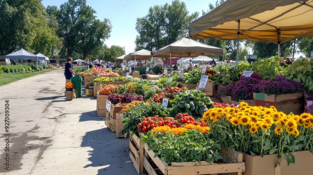 **Discover Freshness & Charm: Vibrant Farmers Market with Local Produce, Flowers, and Crafts**