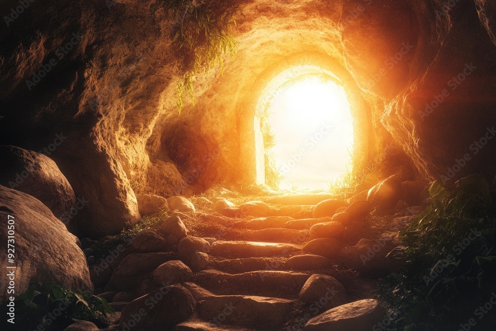 Jesus Christ Resurrection, Christian Easter Background. Empty tomb, resurrection Sunday, ai Jesus Christ Resurrection, Christian Easter Background. Empty tomb, resurrection Sunday, ai
