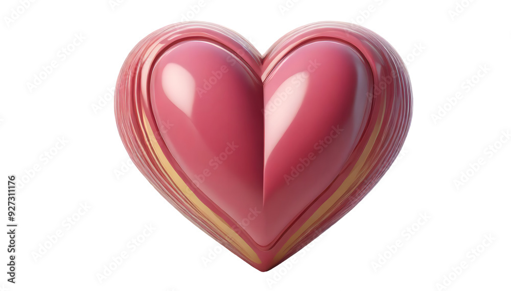3d Heart Icon on a isolated on white background. Generative AI.