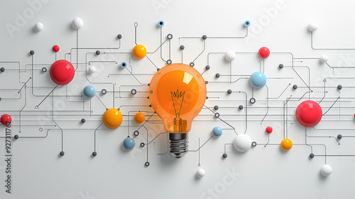 Creative Innovation Concept with Lightbulb and Connected Network..