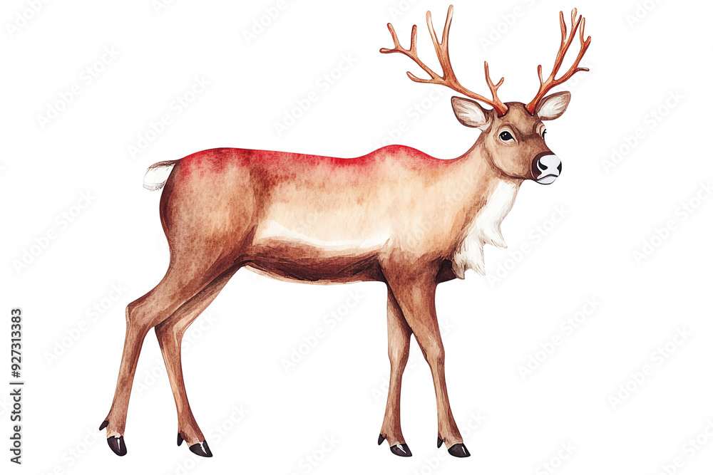Obraz premium A beautifully illustrated deer with majestic antlers, ideal for nature-themed projects and wildlife art.
