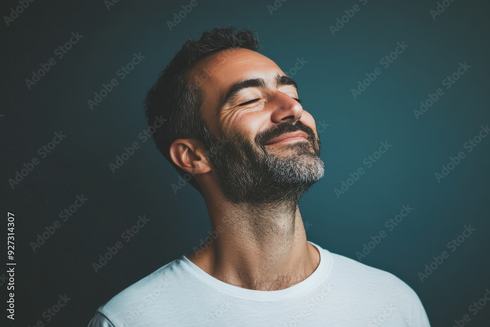 A close up of a man's face with her eyes closed A close up of a man's face with her eyes closed