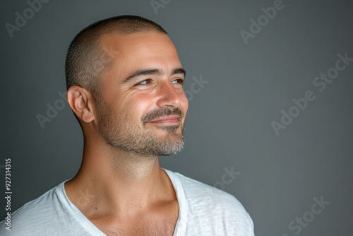 A close up of a man's face with her eyes closed