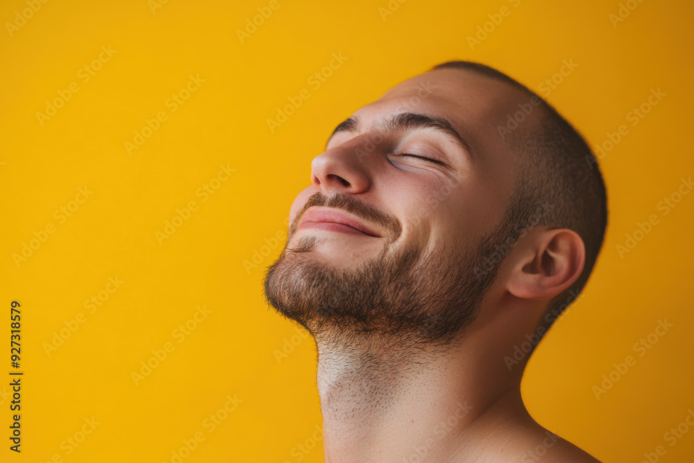 Obraz premium A close up of a man's face with her eyes closed