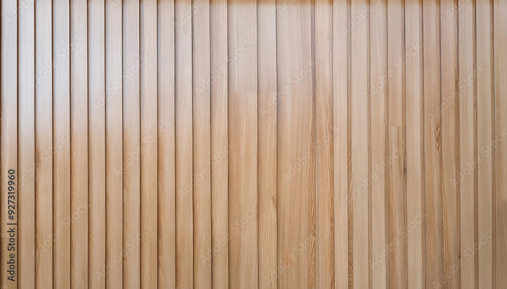 Fototapeta premium Wooden wall paneling with vertical slats in a modern interior setting