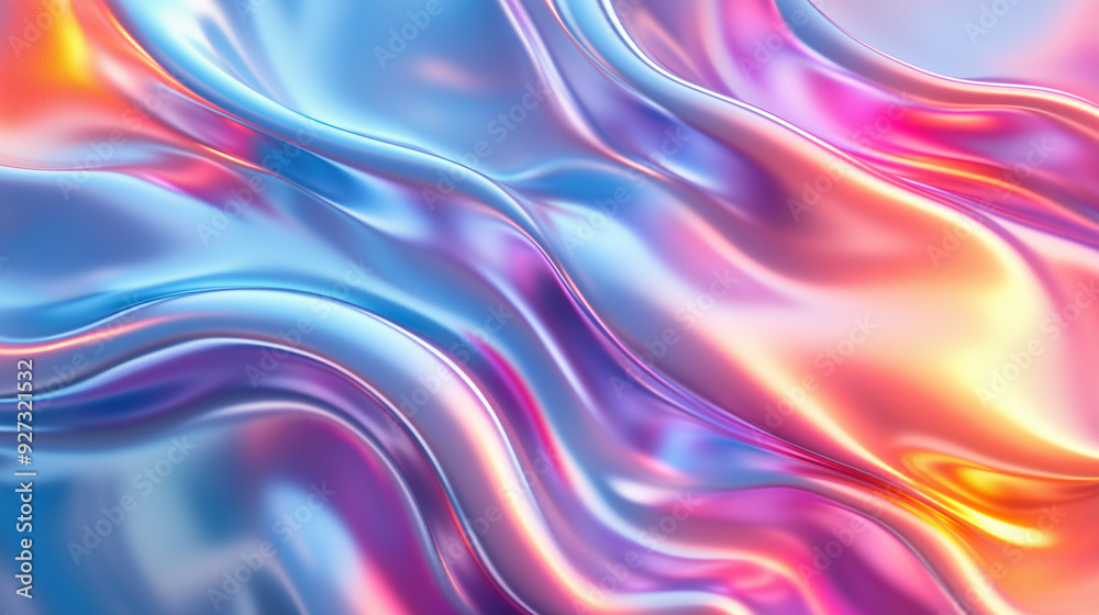 Background with abstract waves. Vibrant holographic chrome gradient. AI generative Background with abstract waves. Vibrant holographic chrome gradient. AI generative