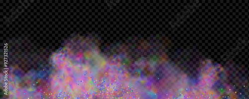 An explosion of colorful smoke clouds.Multicolor fog with blue and yellow particles.Explosions of color powder.