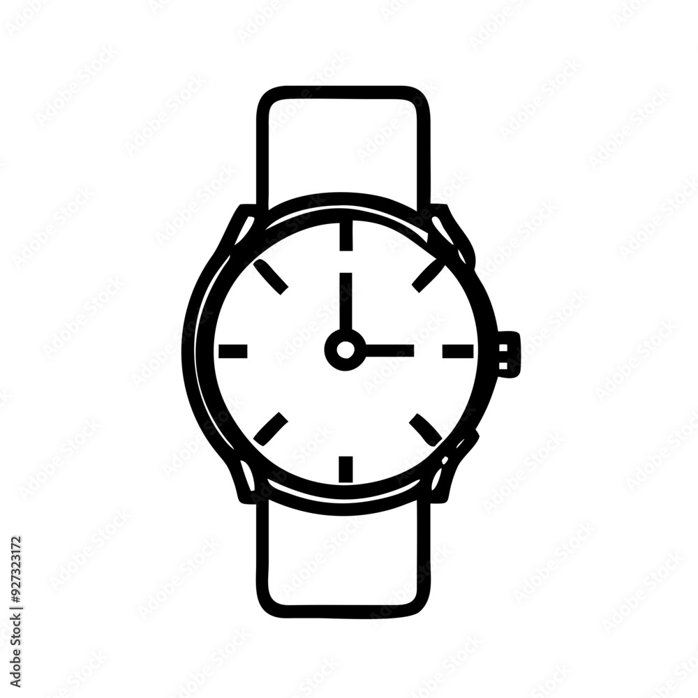 Black Flat Classic Wristwatch Icon: A high-resolution, elegantly simple vector icon representing a classic wristwatch. This icon features a timeless design with a round face and traditional watch hand Black Flat Classic Wristwatch Icon: A high-resolution, elegantly simple vector icon representing a classic wristwatch. This icon features a timeless design with a round face and traditional watch hand