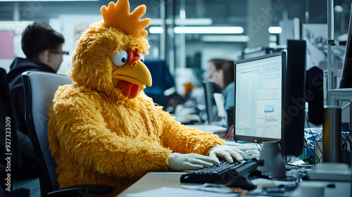 Funniest Stock Photos: Office Worker in Chicken Suit Confuses Colleagues