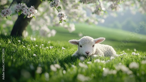 Lamb Under the Blossoming Tree