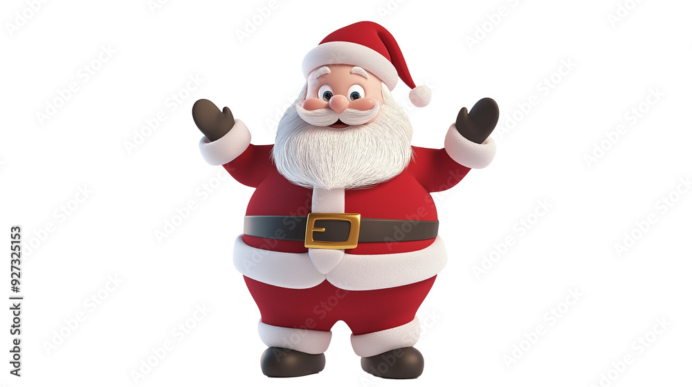 Happy Santa Claus with Hands Up Isolated on White Background, cartoon illustration Happy Santa Claus with Hands Up Isolated on White Background, cartoon illustration