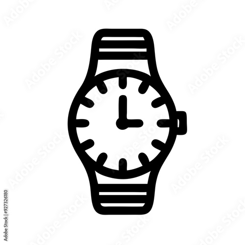 Watch icon line vector, minimalist black and white wristwatch illustration