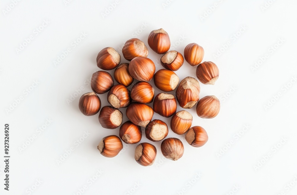 small pile of hazelnuts on a white background small pile of hazelnuts on a white background