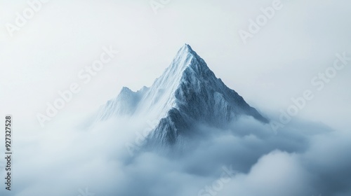 Snowy Mountain Peak Piercing Through Clouds