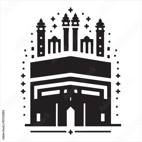 Minimal kaaba logo silhouette vector