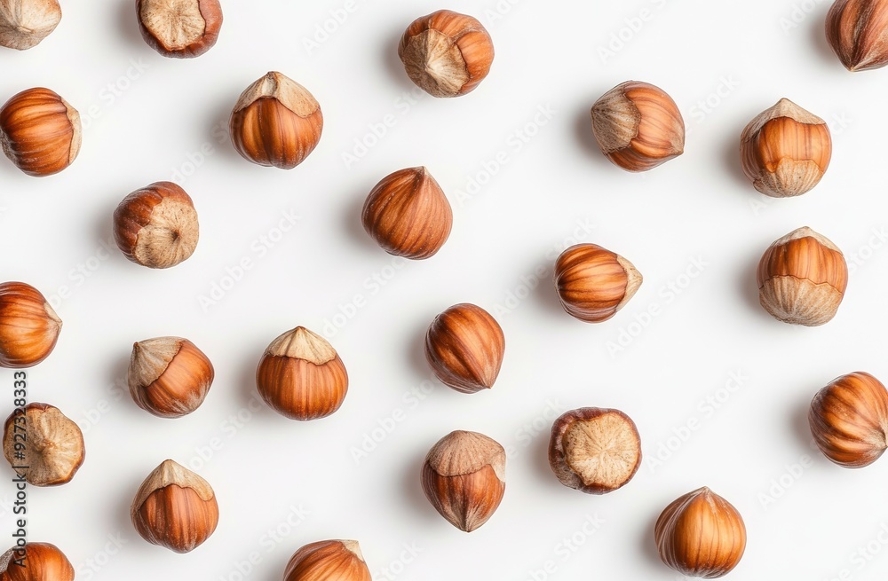small pile of hazelnuts on a white background small pile of hazelnuts on a white background